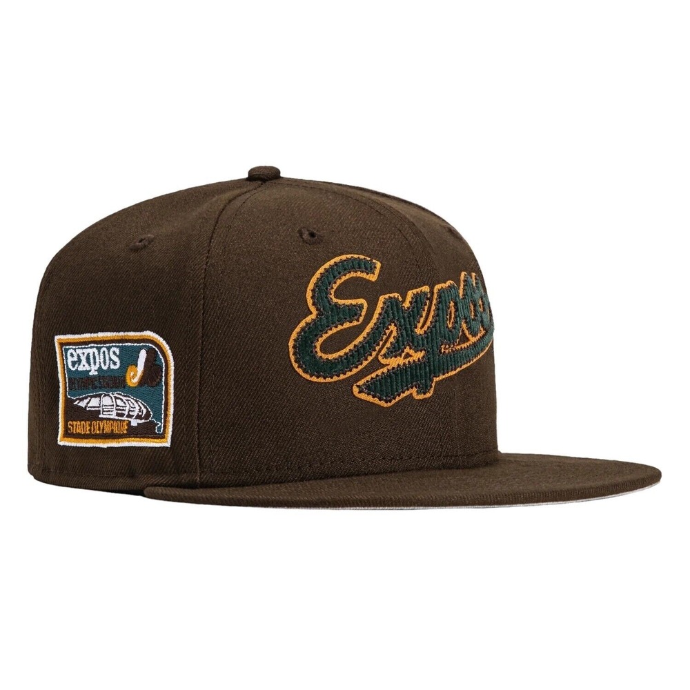 New Era Montreal Expos Cord Script 59FIFTY Fitted Hat Stadium Side Patch 7 1/4